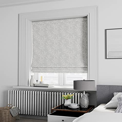 Artdix Roman Shades Blackout Window Shades - Grey Leaf Fabric Light Filtering Custom Roman Shades Blinds For Windows, Doors, French Doors, Kitchen Windows (1 Piece) #TOP1