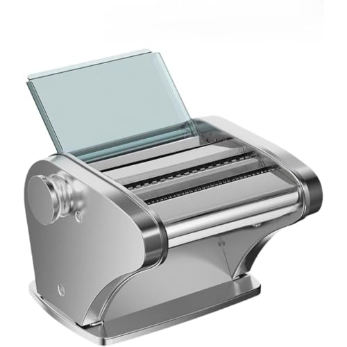 【Woxiro】 製麺機 パスタマシン 電動 充電式 12V/120w 6 段階の厚さ調整 ステンレス刃 家庭用 業務用 多機能 そば 餃子 うどん 生麺 ワンタン パスタ コンパクト 易清掃 絶縁安全(包丁2本/生地を押さえる+3種類の麺を押さえる,シル