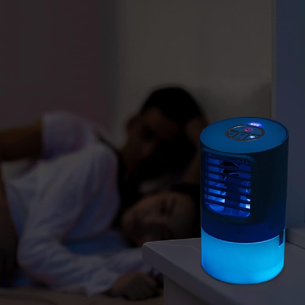 420 ml Air Cooler Portable Air Conditioner Mini Cooling Fan Humidifier Evaporative Cooler with 7 Colours Lights Timer 3 Speeds for Home Office (Colour: Purple)