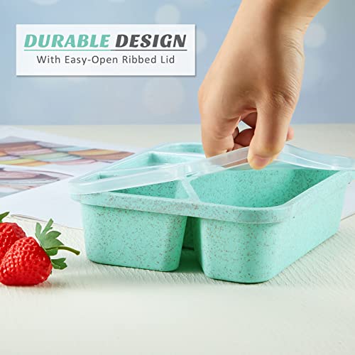 12 Pack Kids Bento Lunch Boxes 4 Compartment Reusable Plastic Meal Prep Containers Divided Food Storage Containers For School Work Travel Lunch Accessory Not Leakproof, 4 Colors #TOP3