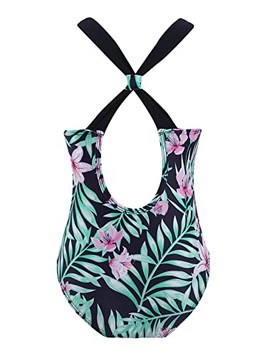Moily Kids Girls One Piece Horse Printed Swimsuits Criss Cross Back Swimwear Beach Sport Bathing Suit2