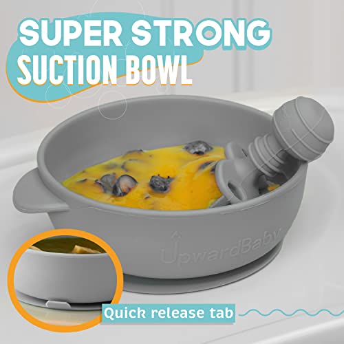 Upward Baby Led Weaning Supplies - Suction Plates For Baby - Spoons Self Feeding 6 Months Suction Bowls Silicone Plates - Toddler Plates Bowls Self Eating - Infant First Stage Blw Utensils 6-12 Months #TOP4