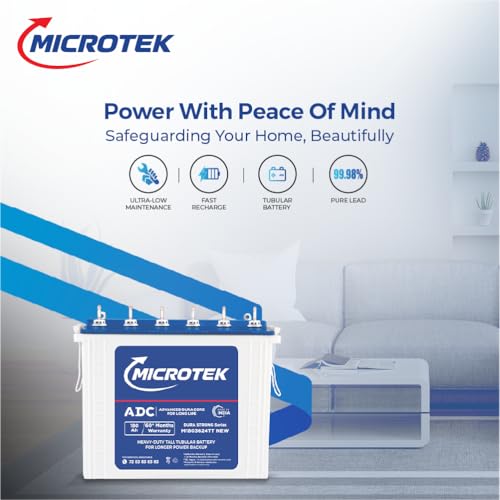Image of Microtek Inverter with Battery Combo for Home, Office & Shops | Luxe New 1400 12V Pure Sine Wave 1100VA + M1803624TT 180Ah Inverter Battery | Warranty: 3Years (Inverter) & 5Years (Battery)