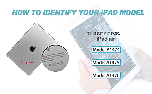 FixCracked for iPad Air 1st (A1474 A1475 A1476) Touch Screen Replacement Parts Digitizer Glass Assembly with Home Button, Camera Holder, Pre Installed Adhesive and Professional Tool kit (White)