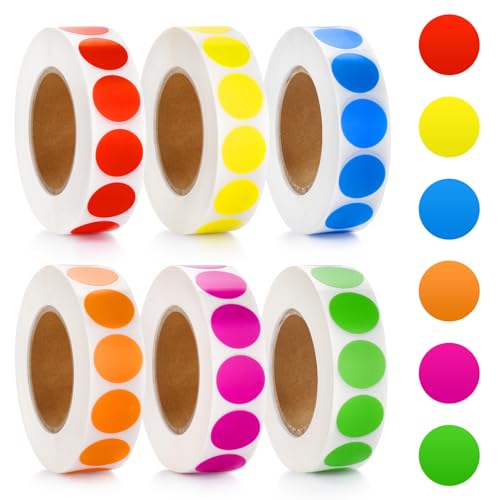 6000 Pcs Colored Dot Stickers, Circle Color Coding Labels, Garage Yard Sale Price Stickers, Office Classroom Decor Must Haves Supplies, Pricing Tag Labels