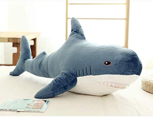 Annco(100cm Giant Huge Cute Animals Doll Soft Fluffy Plush shark Toy large soft cotton-filled sea animal doll,children's shark doll pillow, blue deep sea giant soft doll Crazy birthday present (Blue)