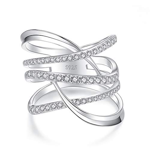 VIKI LYNN Bague Infini de Twist Rows en Argent Sterling 925 et Zircon Cubique Idée Cadeau Femme Fille pour Anniversaire Noel St-Valentin Fête des mères