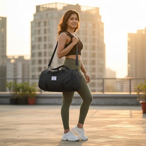 Image of KARRIER Multi-Function Large Capacity Travel Bag | Water-Resistant Gym & Weekend Duffle Bag (Black-CarryDuffel)