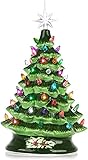 La línea Christmas Classics es una versión contemporánea de la decoración navideña de cerámica nostálgica que ha sido popular durante generaciones. El árbol de Navidad de cerámica viene en un acabado brillante con bombillas multicolores translúcidas no extraíbles para alegrar sus vacaciones.