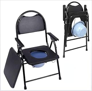 Silla de habitación con Inodoro y Respaldo Alto, con Tapa, Silla con Inodoro con reposabrazos abatibles, para el WC de Aluminio para Adultos discapacitados Ancianos