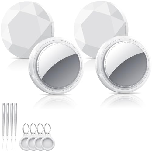 Air Tracker Tag Schlüsselfinder 4er Pack Weiß, Koffer Tracker Kompatibel mit Apple Wo ist? APP (Nur iOS), Bluetooth Key Finder für Gepäck/Taschen/Brieftasche, Smart KeyFinder, Austauschbarer Akku