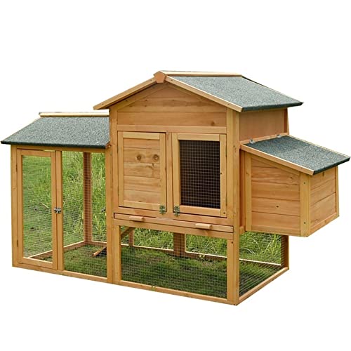 Hühnerställe für den Außenbereich, Holz-Hühnerhaus mit Stelldach, 168 cm, super großer Geflügelkäfig, für Garten, Tür…