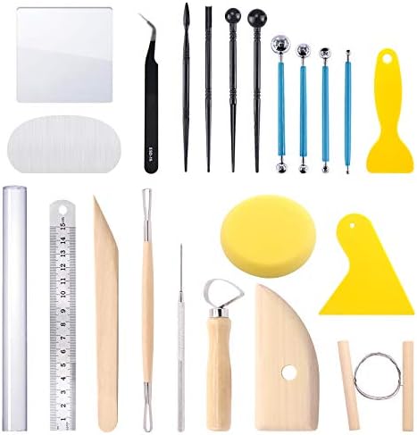 Swpeet 19Pcs Modeling Clay Sculpting Tools Kits, Ball Stylus Tool, Pottery Tools, Plastic Clay Tools, Sculpting Kit for Making Modeling Clay Cake Fondant Decoration, Clay, Ceramics