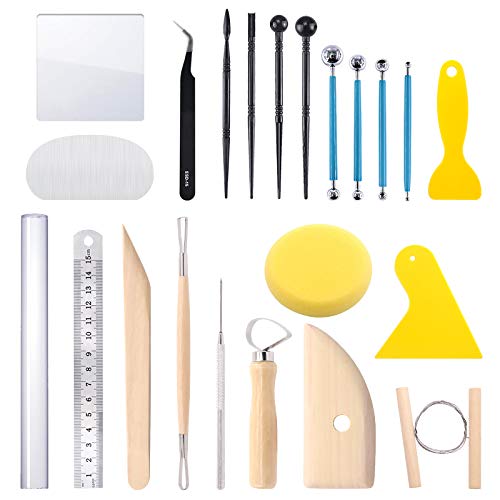 Swpeet Modelliermasse-Set, Modelliermasse, Modellierwerkzeug, Tonschaber, Acryl-Rückwand, unverzichtbare Holzmodellierung, Modelliermasse, Werkzeugkombination für Töpferei, Modellierung, Glätten,