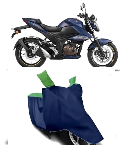 Image of AutoCart Bike Scooty Motorcycle Cover for Premium Bike (Blue and Green Color) Also Suitable for All 125 CC Bikes and Scooty and Upto 150cc Pack of 1 | Design for Suzuki GIXXER