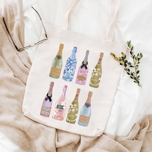 WCGXKO Funny Champagne Lover Gift Home Bar Merch Themed Flour Sack Tote Shopping Bag (Moet)4