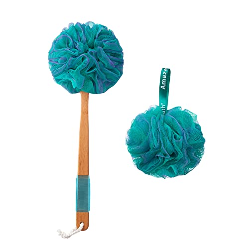 Amazerbath Shower Sponge Loofah Back Scrubber, Pe Soft Mesh Loofah Body Scrubber With Long Wooden Handle, Bath Sponge For Men Women (Green) #TOP15