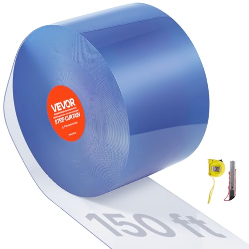 Image of VEVOR Clear PVC Strip Curtain, 150 ft Length x 8 in Width, Plastic Door Strip Bulk Roll, Walk in Freezer Cooler Curtain Strips for Doorways of Supermarket, Garage, Warehouse, Barn, Pet Animal House