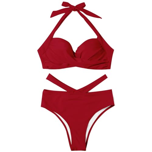 Bikini de Baño Ropa de Playa para Mujers Dos Piezas Sexy Bañador Estampado Floral Talla Grande Bikini con Relleno Bañador Mujer con Cuello en V Compra Online