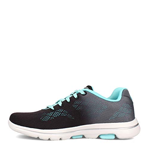 Skechers Women's Go Walk 5-Alive Sneaker, Black/Aqua, 7.5 M US