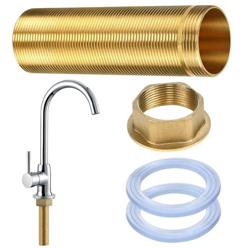lrgnixs Kit d'extension de robinet M30 10 cm avec contre-écrou et tube fileté pour robinetterie montage en laiton