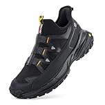 FitVille Men's Extra Wide Walking Trainers Comfortable Slip On Hiking Shoes with Arch Support, Low-Rise Trekking and Hiking Footwear for Outdoor Trekking Camping Climbing Black