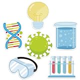 600 Pieces Science Sticky Notes, Self Stick Science Lab Notepads Funny Test Tube Light Bulb Microscopes Science Memo Pad for Teachers Students Science Week Party Favor School Supplies