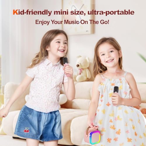 Makartt Nail Drill Kids Adults with Wireless Mics Portable Karaoke Bluetooth Speaker & Dynamic Lights Birthday Gift for Girls, Boys & Toddlers Ages 4,5,6,7,8,9,10,12+ Year Old Home Outdoor Travel (Multi) 4