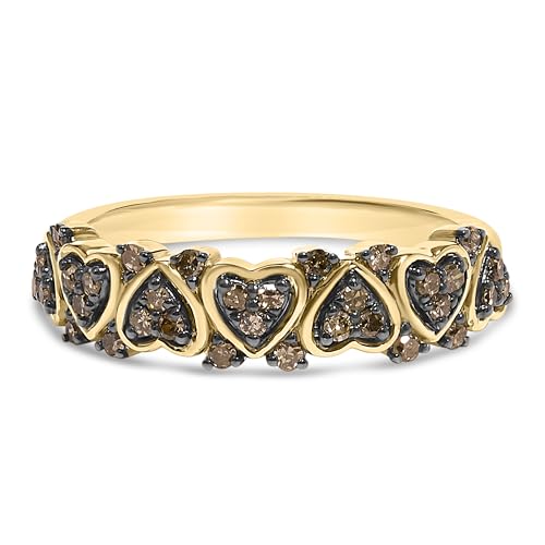 Haus of Brilliance 10K Yellow Gold Plated .925 Sterling Silver 1/3 Cttw Champagne Diamond Band Ring