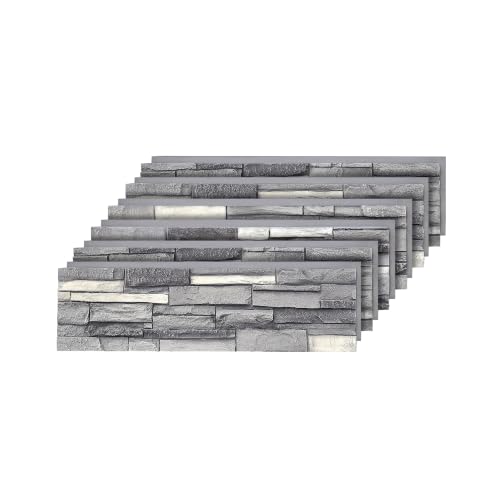 WallWell 6-Pack Faux Stone Wall Panels, Exterior...