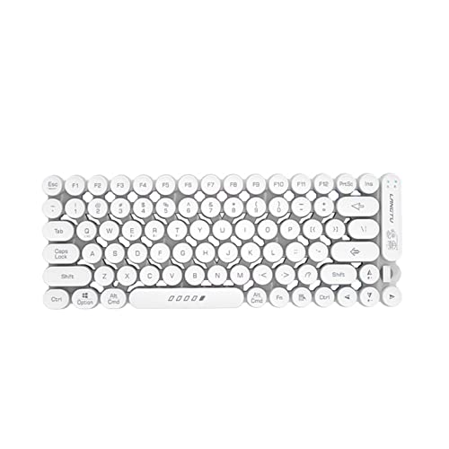 Clavier de jeu sans fil Bluetooth multi-appareils et touches punk 2,4 G, silencieux, léger, pratique, éclairage RVB, compatible avec iPad, PC, ordinateur portable, téléphone (blanc) Cover