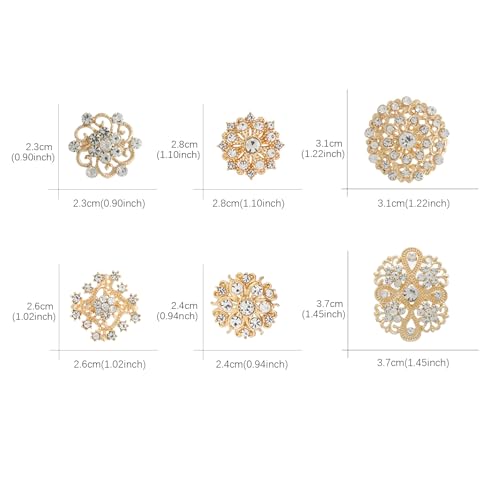 Image of 26 Pieces Wedding Bouquet Bulk Brooches for Women Fashion, Large Rhinestone Flower Brooch Pins for Crafts