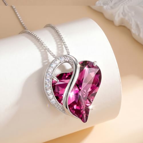 Quietrose Crystal Heart Necklace, Silver‑Tone Curved Pendant, 18+2" — view 3