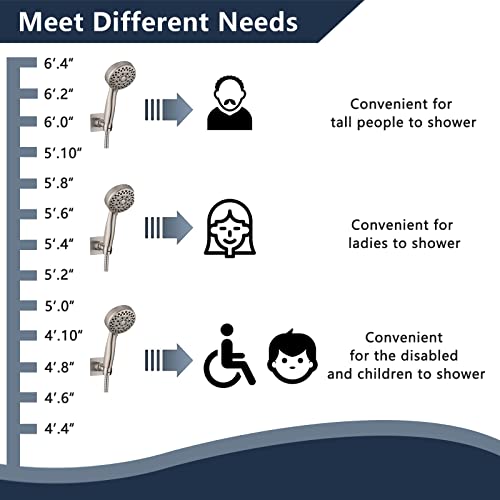 Pdpbath Shower Head Holder For Handheld Showerhead Adhesive Wall Mount, Brass Adjustable Spray Bracket For Hand Held Wand & Hose, Drill Free Glue Installation - Brushed Nickel #TOP1