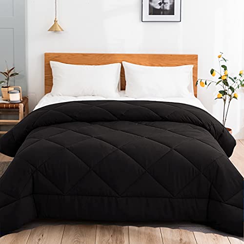 Cozynight Down Alternative Comforter-All Season Oversize Queen Comforters Duvet Insert with Corner Tabs-Lightweight Breathable Reversible Black Comforter 98x98 inches
