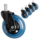 TESUMI Upgraded Office Chair Wheels 3 Inch Roller Blade Caster Replacement, Clear Wheel, Universal Fit Stem Heavy Duty Quiet Smooth Gaming Office Desk Chair Caster Wheels for Variouus Floor - Set of 5