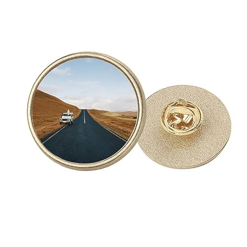 Broche ronde en métal doré pour voyage et campagne taille M
