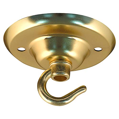 ElekTek Piastra soffitto con gancio diametro 75 mm Finiture metalliche colori verniciati a polvere + Viti corrispondenti. Per accessori a sospensione e lampadari Ottone