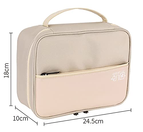Image of House of Quirk Electronics Travel Organizer, Single Layer Cable Organizer Bag Watreproof Electronics Accessories Storage Bag For Cord, Charger, Phone, Power Bank, Hard Drive (Beige, Polyester), Brown