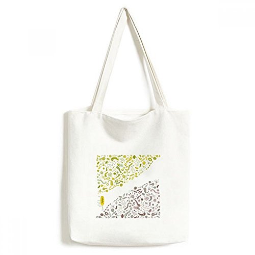Sac fourre-tout en toile à motif créature verte, finition artisanat d'art et textile lavable