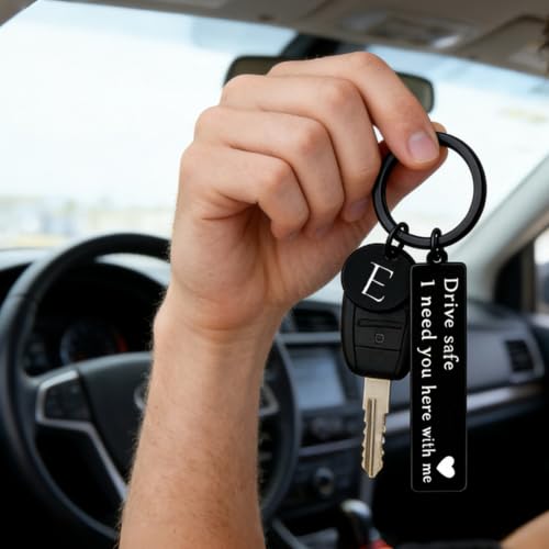 Image of drive safe keychain for him key rings for her men boyfriend