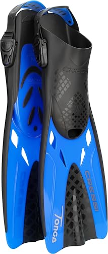 Cressi Tonga Short Adjustable Open Heel Fins Black/Blue L/XL