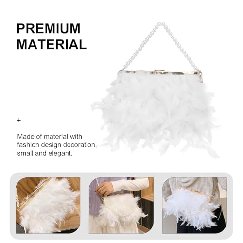 Pochette perlée blanche artisanale avec chaîne de perles chic