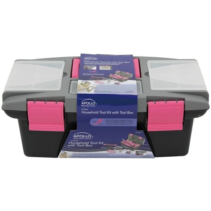 Kit de herramientas hogar 53 piezas con caja rosa