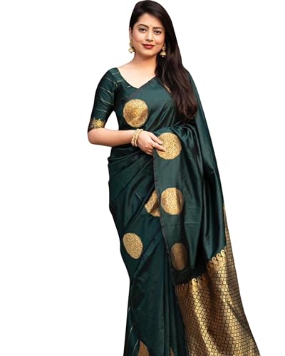 Image of C J Enterprise Women's Pure Soft Silk Saree With Blouse Piece For Wedding