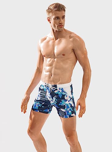 MIZOK Men's Color Block Sport Swimwear Swimsuit Quick Dry Swimming Boxer Trunks with Pockets4