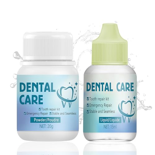 Zahnzement für Kronen, Zahnreparatur-Kit, Zahnprothesen Kleber, Zahnzement Selbsthärtend Dauerhaft, Temporärer Zahnkleber, Provisorische Zahnfüllung, Lösung für Kronen, Brücken