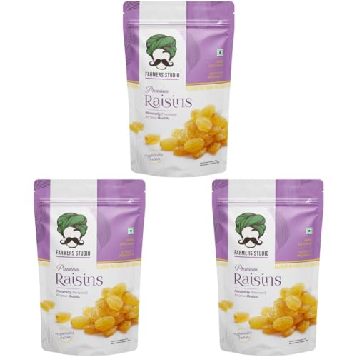 Image of Farmers Studio - Premium Raisins 250gm | Handpicked Dry Fruits | Natural & Healthy Snack | No Added Sugar | Rich in Iron & Minerals | Perfect for Gifting, Baking & Everyday Use (Pack of 3)