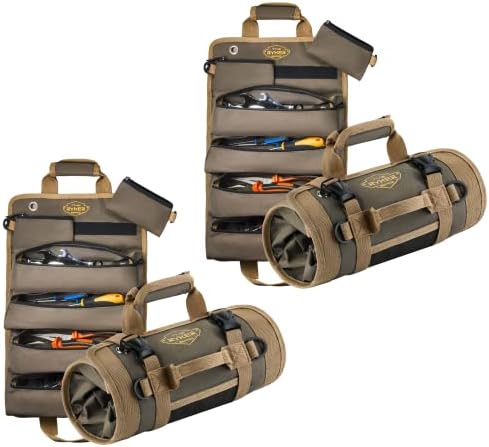 The Ryker Bag Tool Organisers (2-Pack) Small Tool Bag with Detachable Pouches, Heavy Duty Roll Up Tool Bag Organiser with 6 Tool Pouches - Tool Roll Organiser for Mechanic & Hobbyist