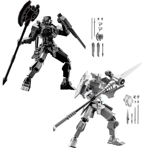 YNTOXIN 2PCS DIY 3D Printed 13 Action Figures Set 13 Action Figure Multi-Jointed Movable Mech Doll Robot(Black-White)